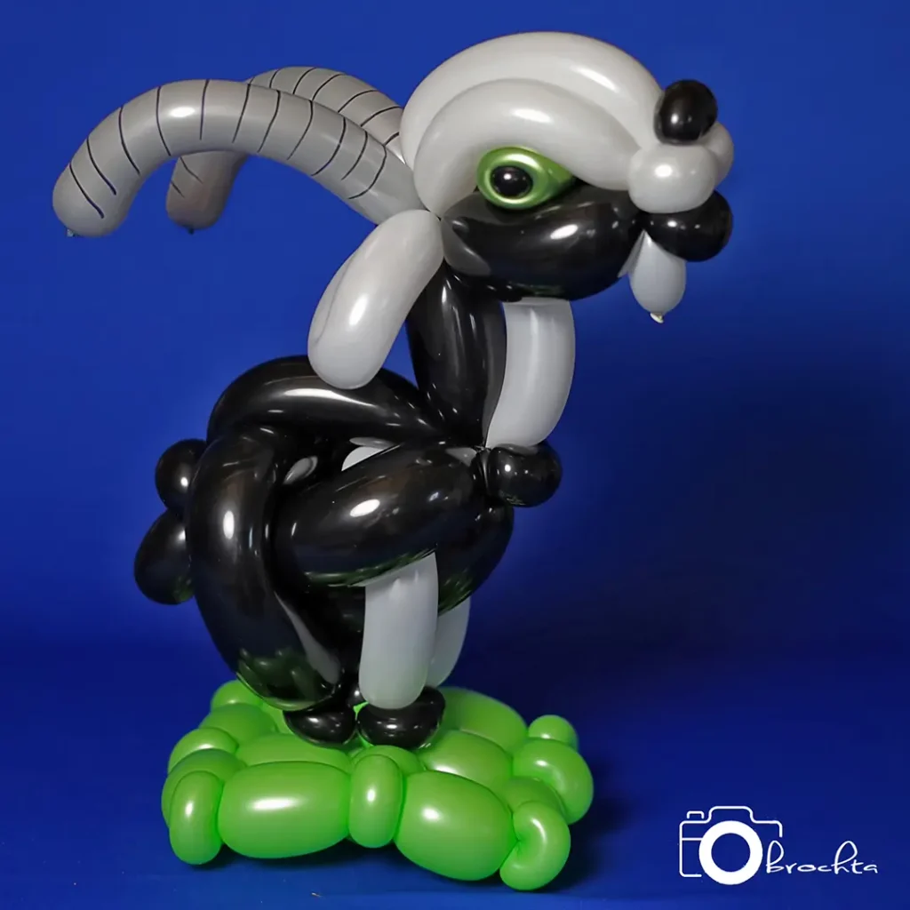 Realistic goat balloon sculpture created by Dale Obrochta
