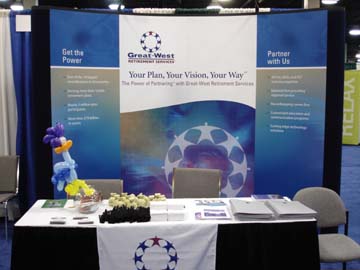 Custom balloon artwork displayed as part of a corporate trade show booth